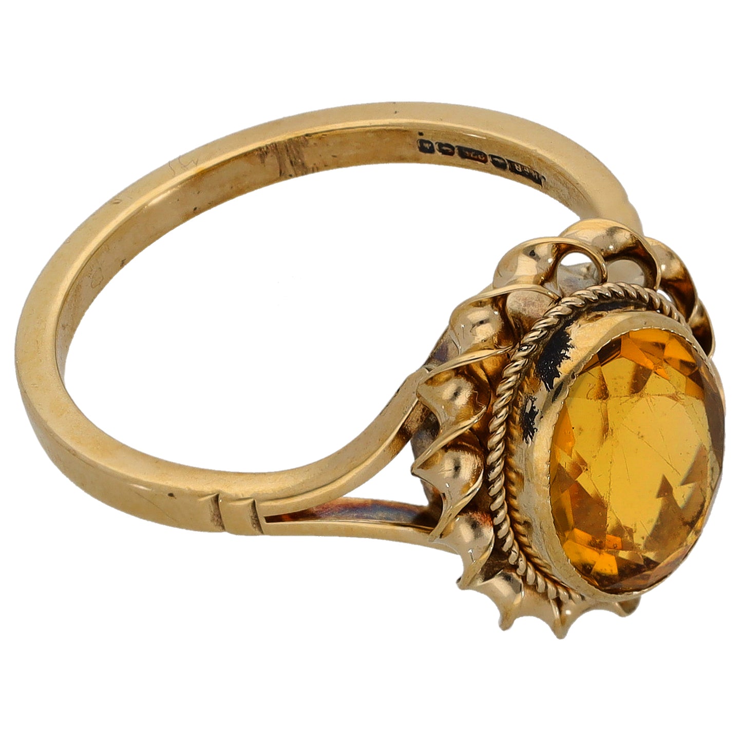 9ct Gold Citrine Single Stone Ring Size N
