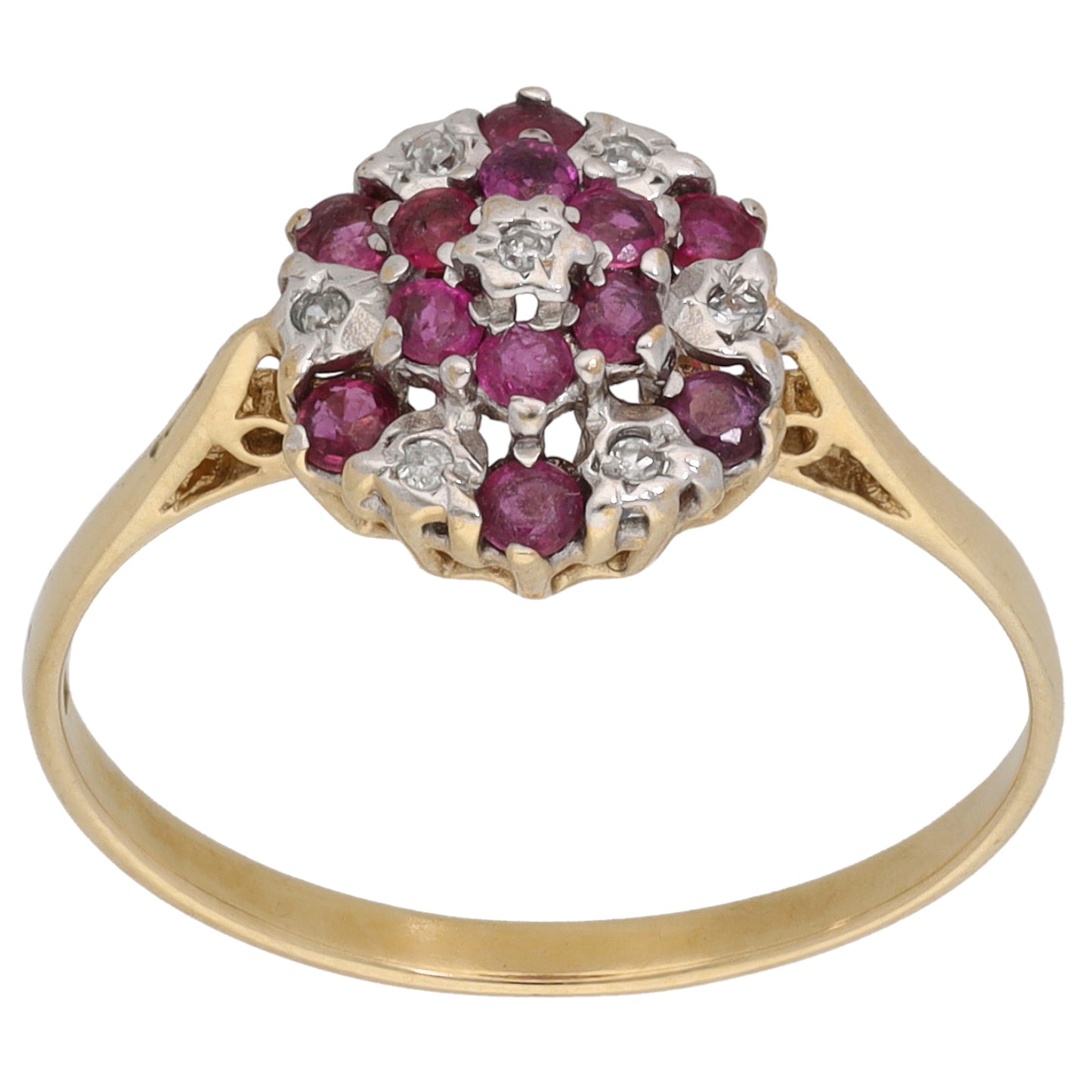 9ct Bicolour Gold Ruby & 0.035ct Diamond Dress/Cocktail Ring Size P