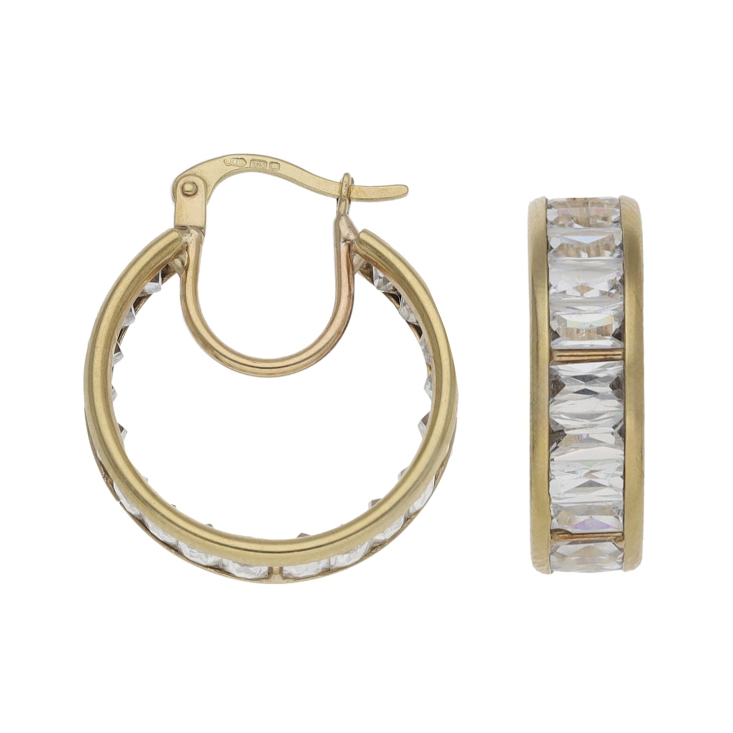 9ct Gold Cubic Zirconia Hoop Earrings