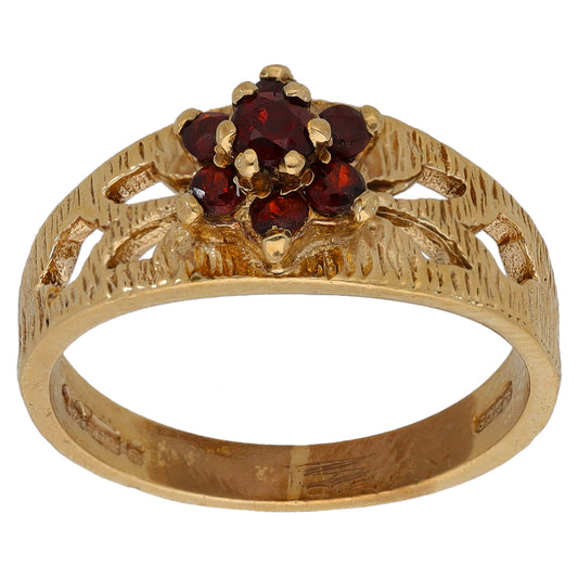 9ct Gold Garnet Dress/Cocktail Ring Size L
