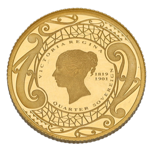 22ct Gold Queen Elizabeth II Victoria Reginia Quarter Sovereign Coin 2019