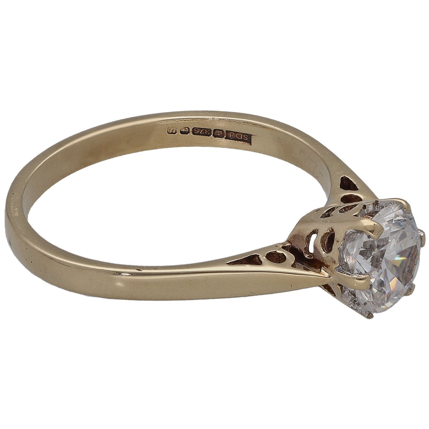 9ct Gold Cubic Zirconia Single Stone Ring Size M