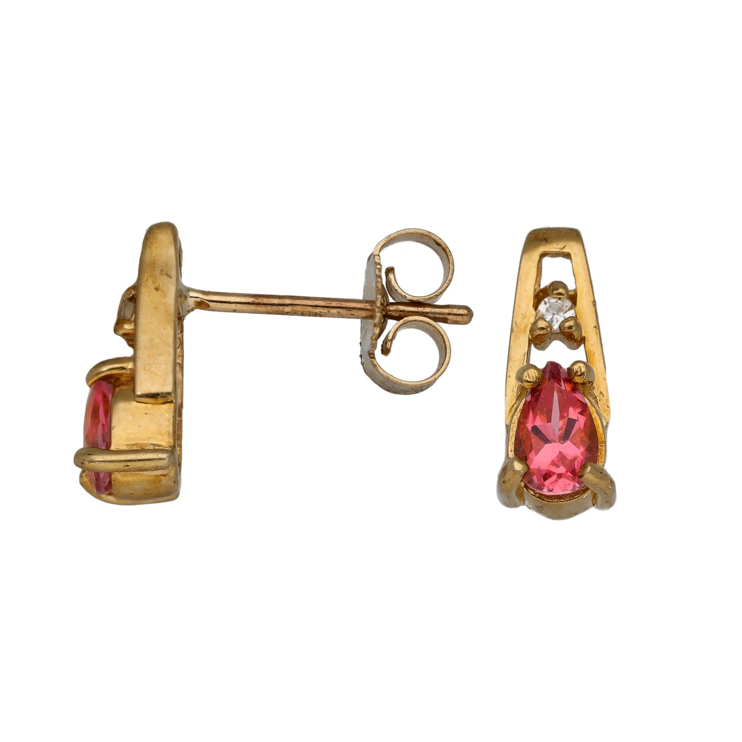 9ct Gold Tourmaline & Imitation Gems Stud Earrings