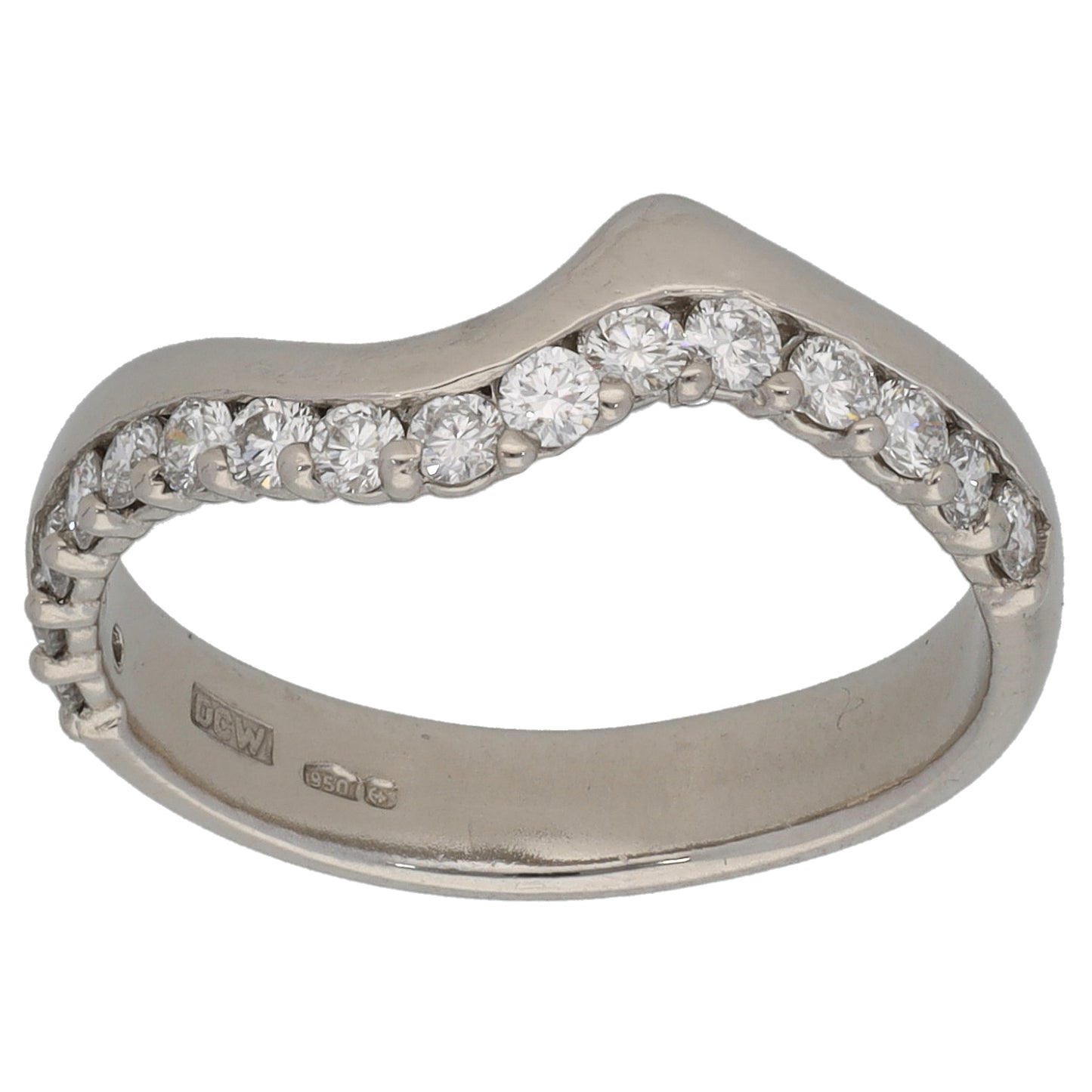 Platinum 0.32ct Diamond Wishbone Ring Size L