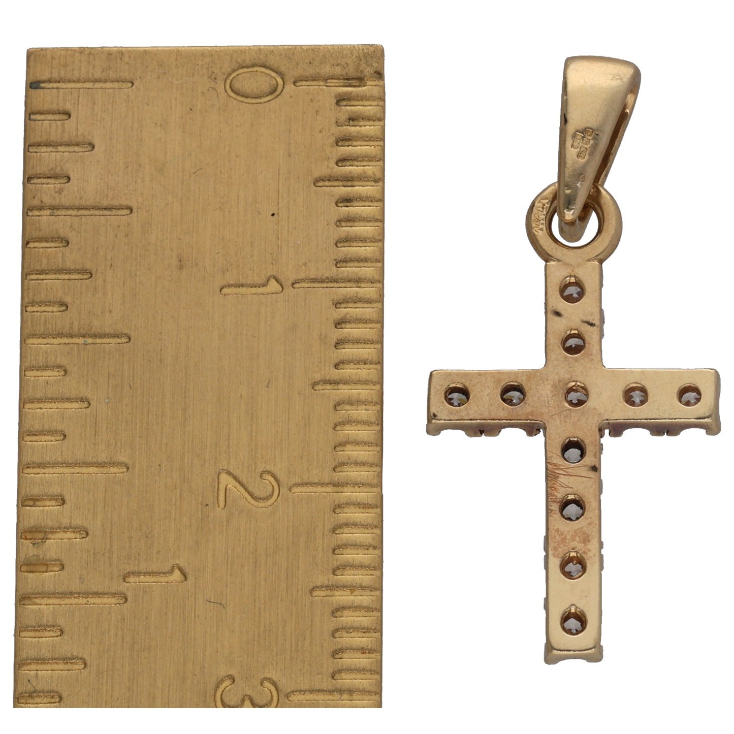 9ct Gold Cubic Zirconia Cross Pendant