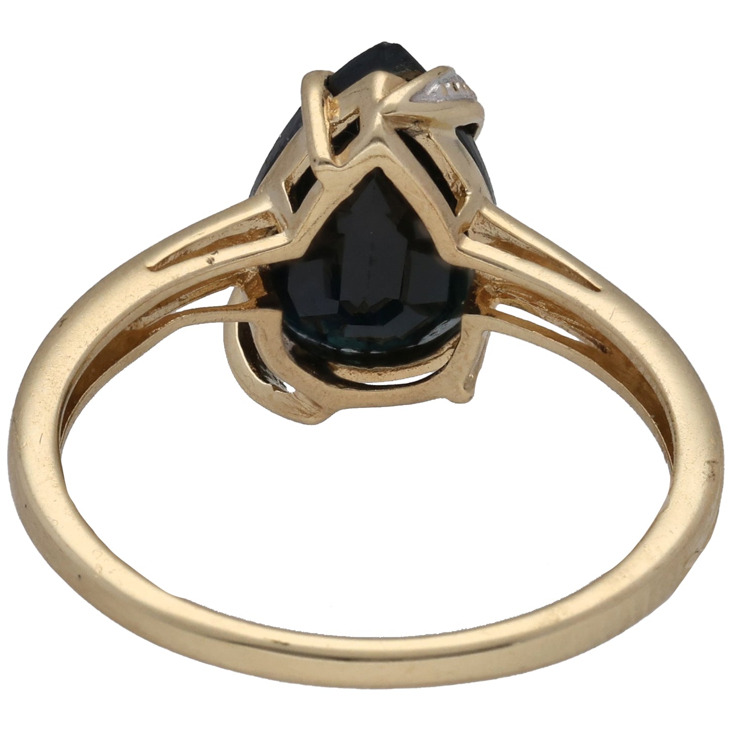 9ct Gold Sapphire & 0.01ct Diamond Dress/Cocktail Ring Size P