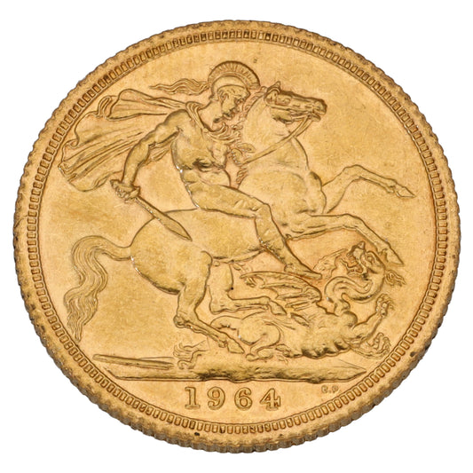 22ct Gold Queen Elizabeth II Full Sovereign Coin 1964