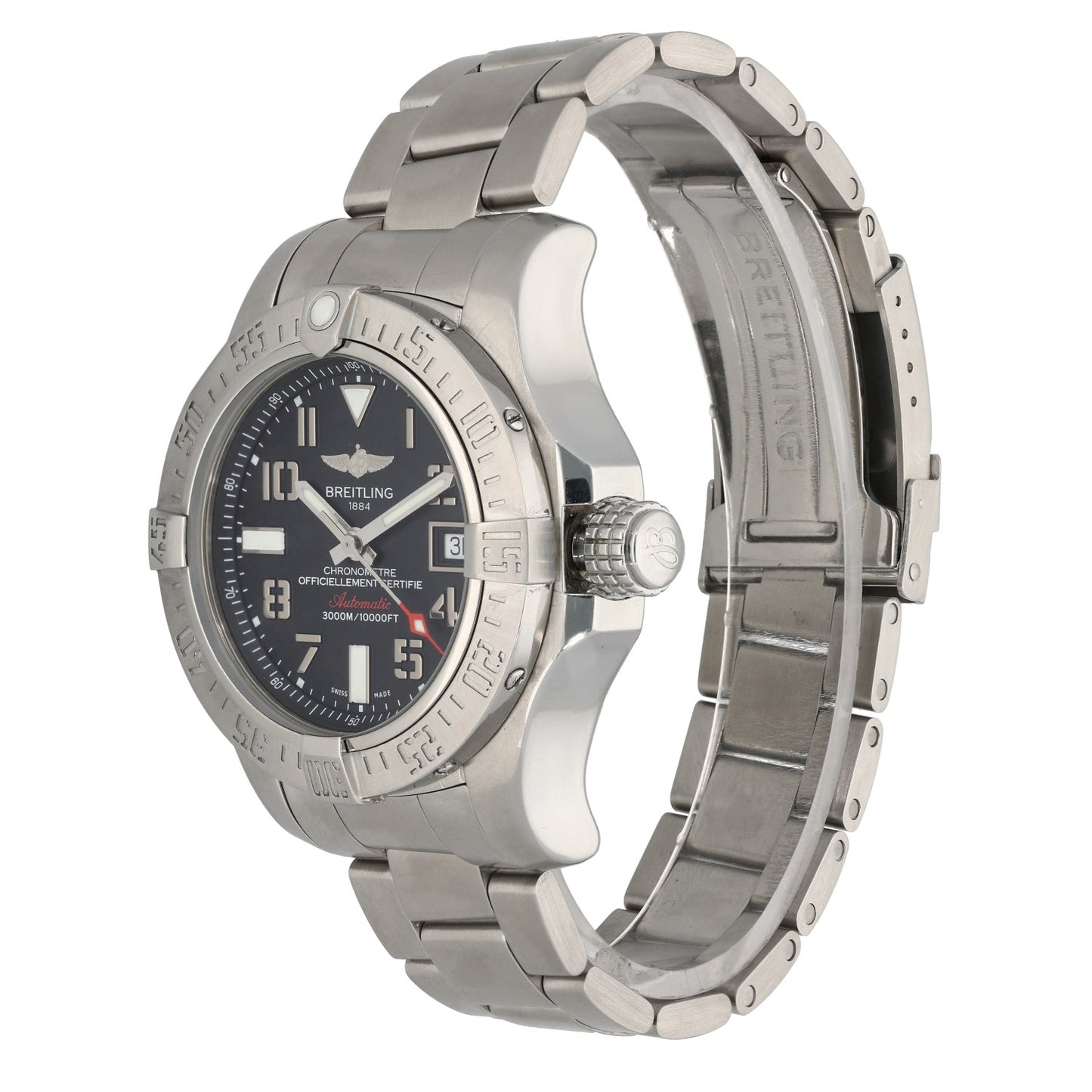 Breitling Avenger II Seawolf A17331, black dial, stainless steel, front angle image