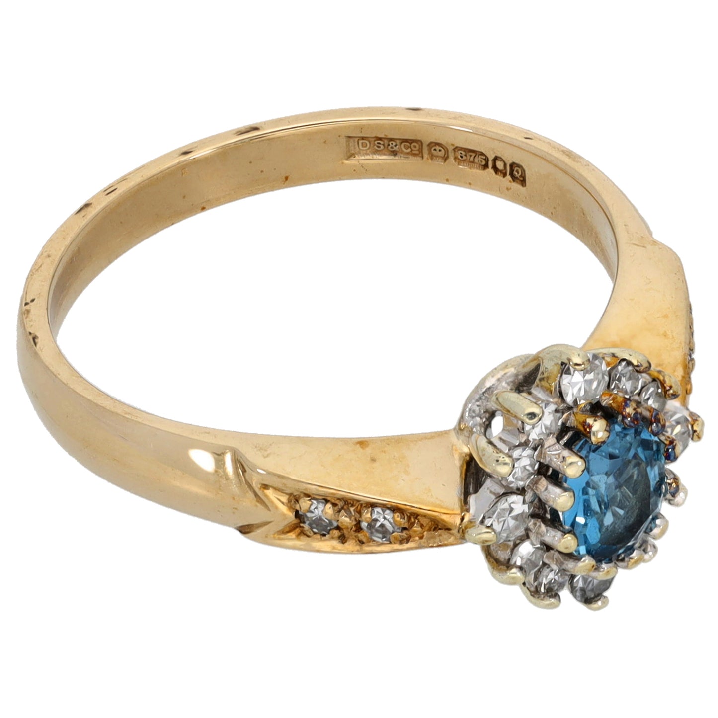 9ct Gold 0.26ct Diamond & Topaz Dress/Cocktail Ring Size P