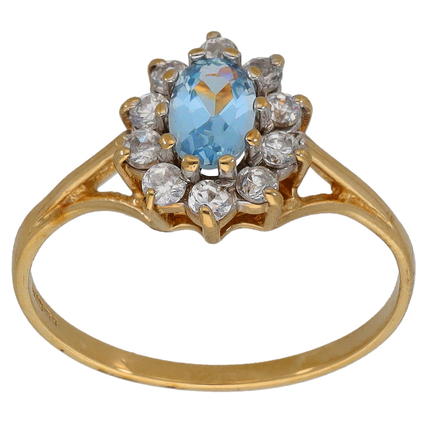 9ct Gold Imitation Gems Cluster Ring Size O
