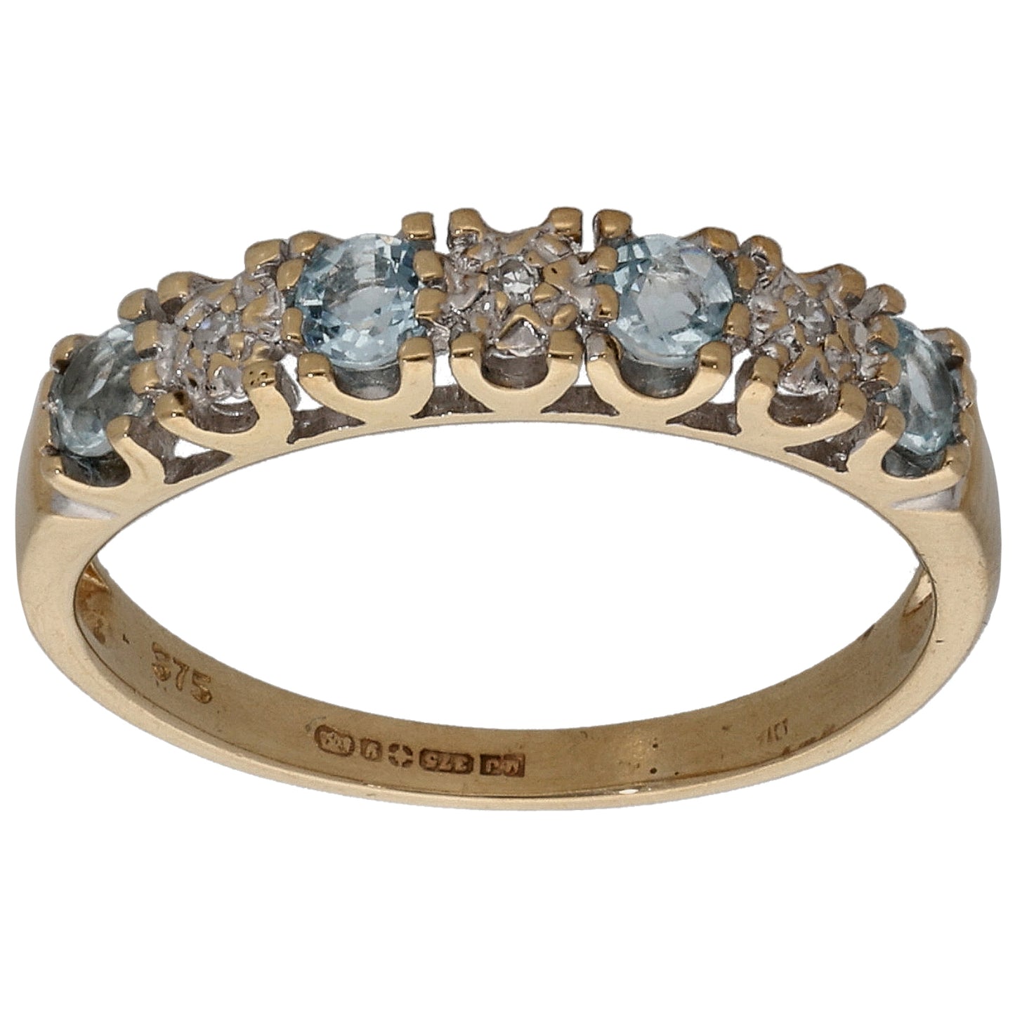 9ct Gold Topaz & 0.03ct Diamond Half Eternity Ring Size L