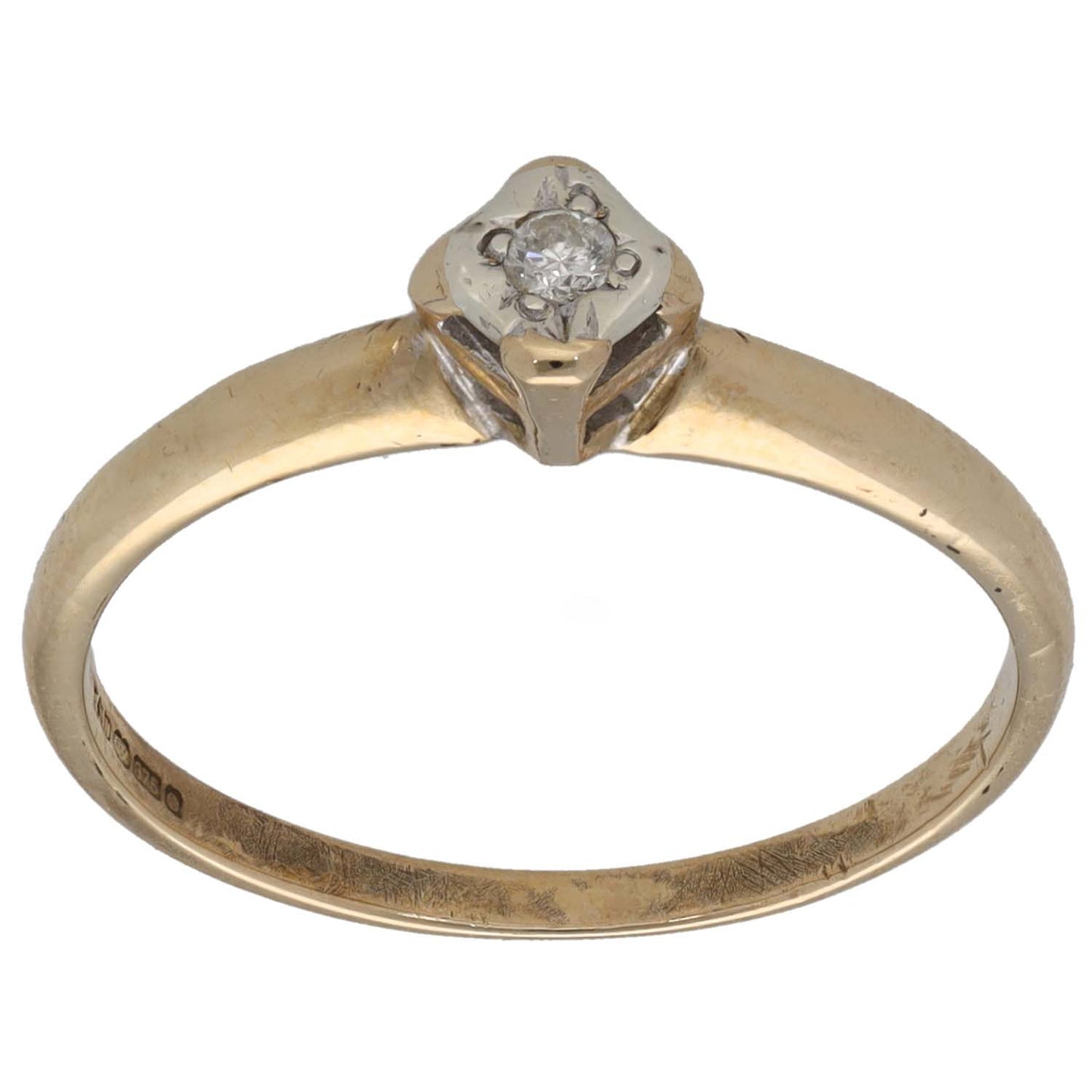 9ct Gold 0.05ct Diamond Solitaire Ring Size O