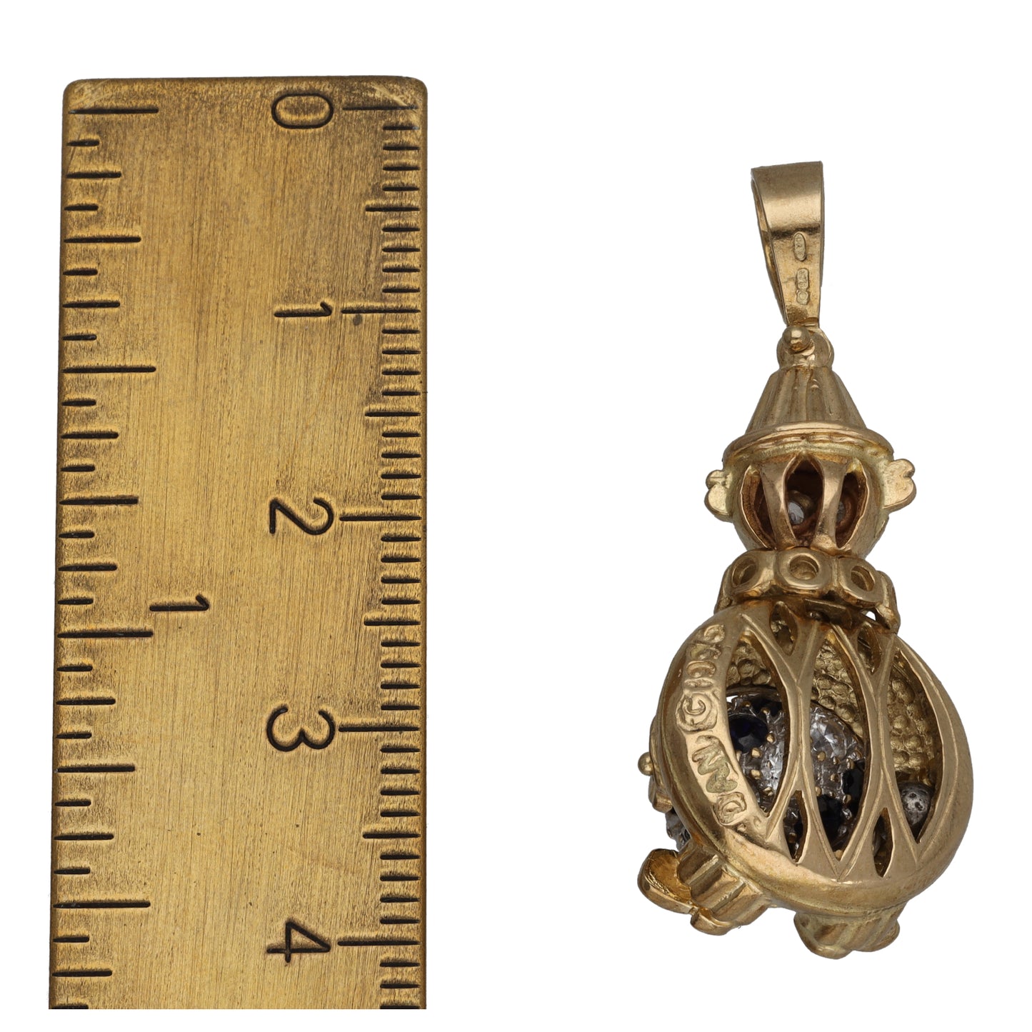 9ct Gold Imitation Gems Clown Pendant