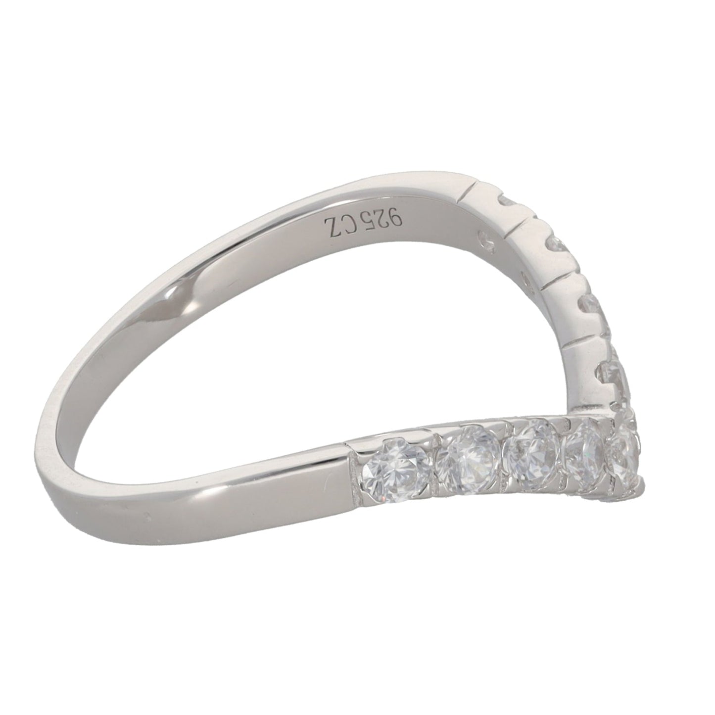 Sterling Silver Wishbone Cubic Zirconia Ring