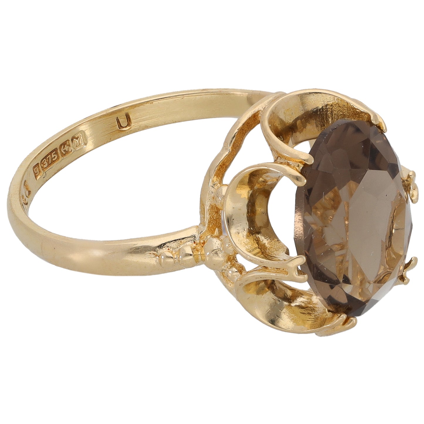 9ct Gold Smoky Quartz Single Stone Ring Size O