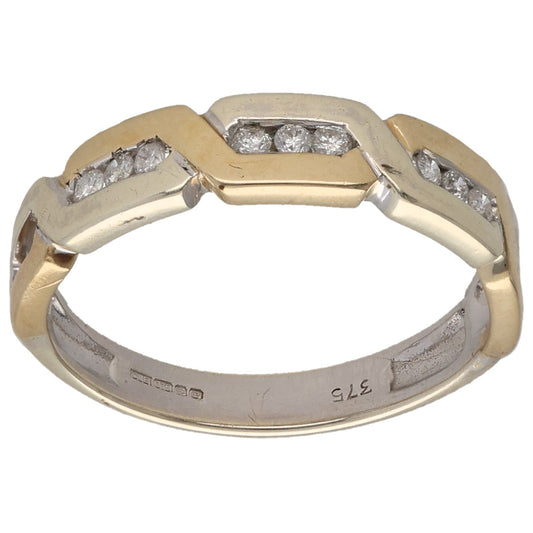 9ct Bicolour Gold 0.13ct Diamond Wedding Ring Size N