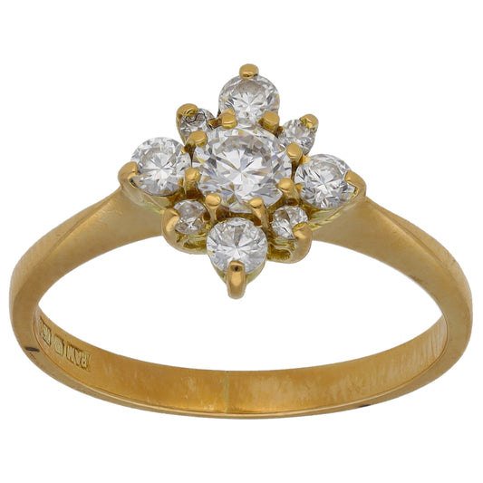 18ct Gold Cubic Zirconia Cluster Ring Size M