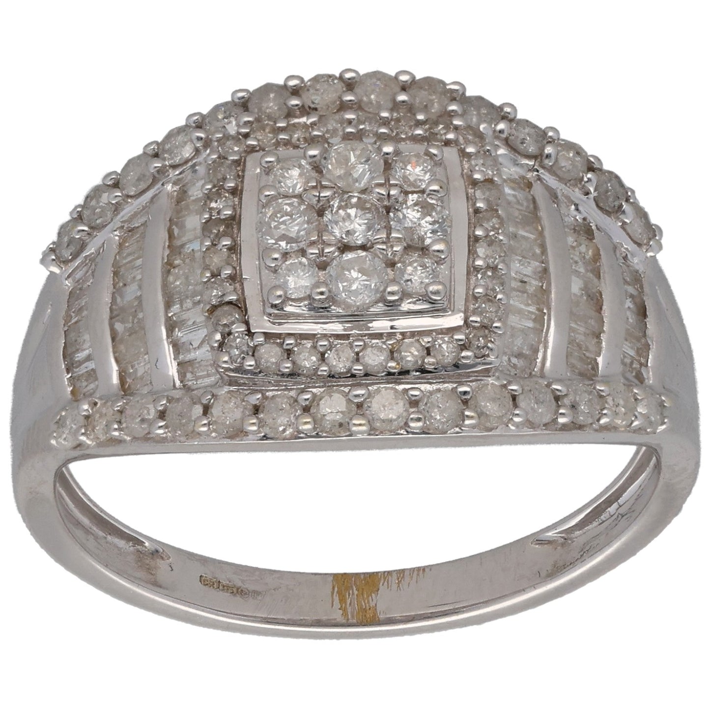 9ct White Gold 0.83ct Diamond Cluster Ring Size S