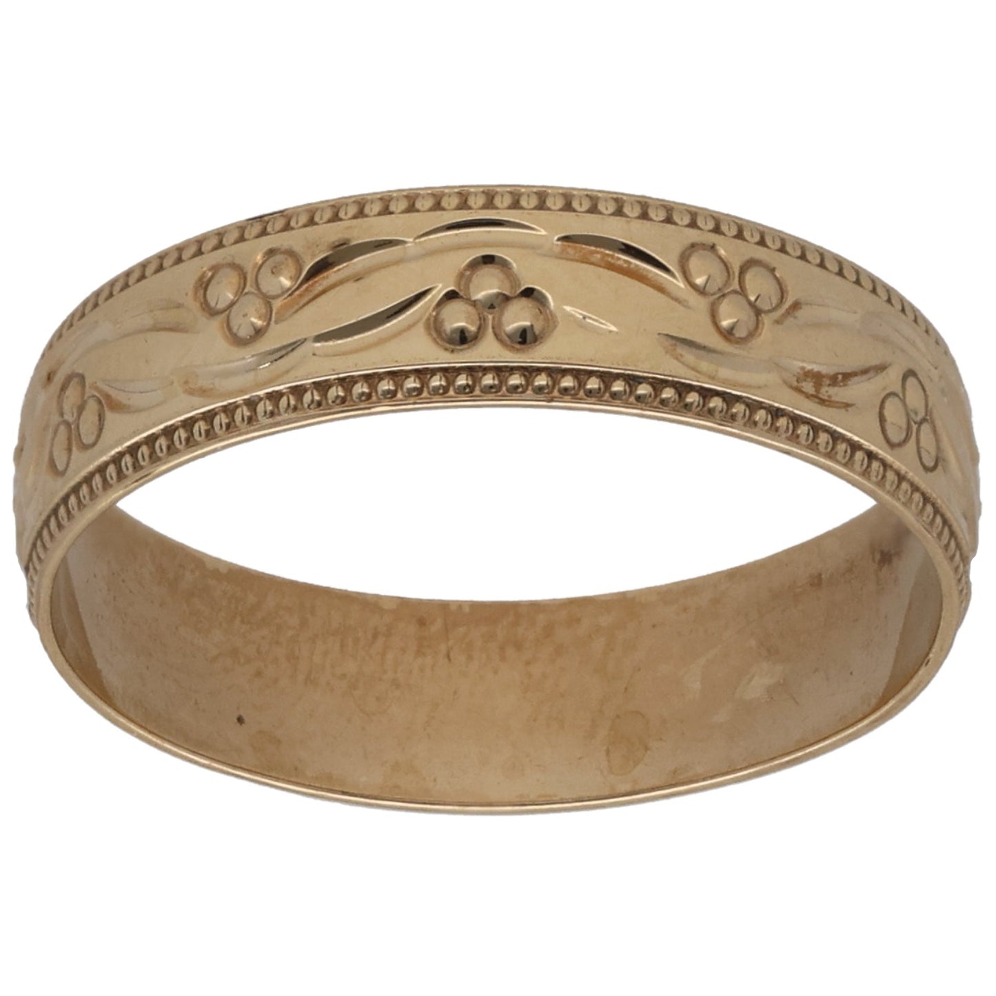 9ct Gold Patterned Wedding Ring Size P