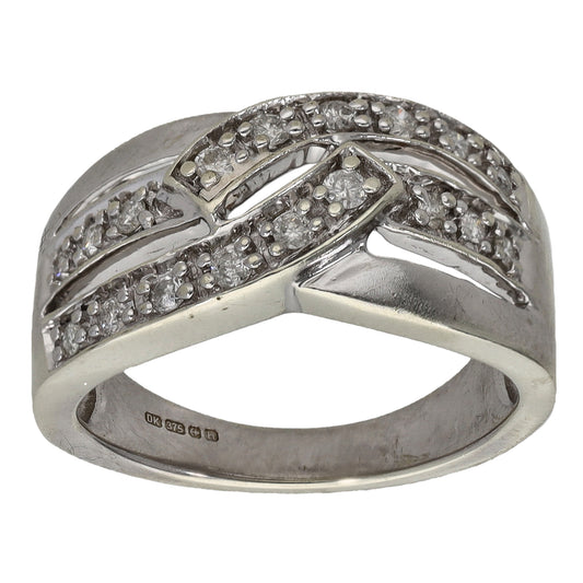 9ct White Gold 0.18ct Diamond Dress/Cocktail Ring Size N