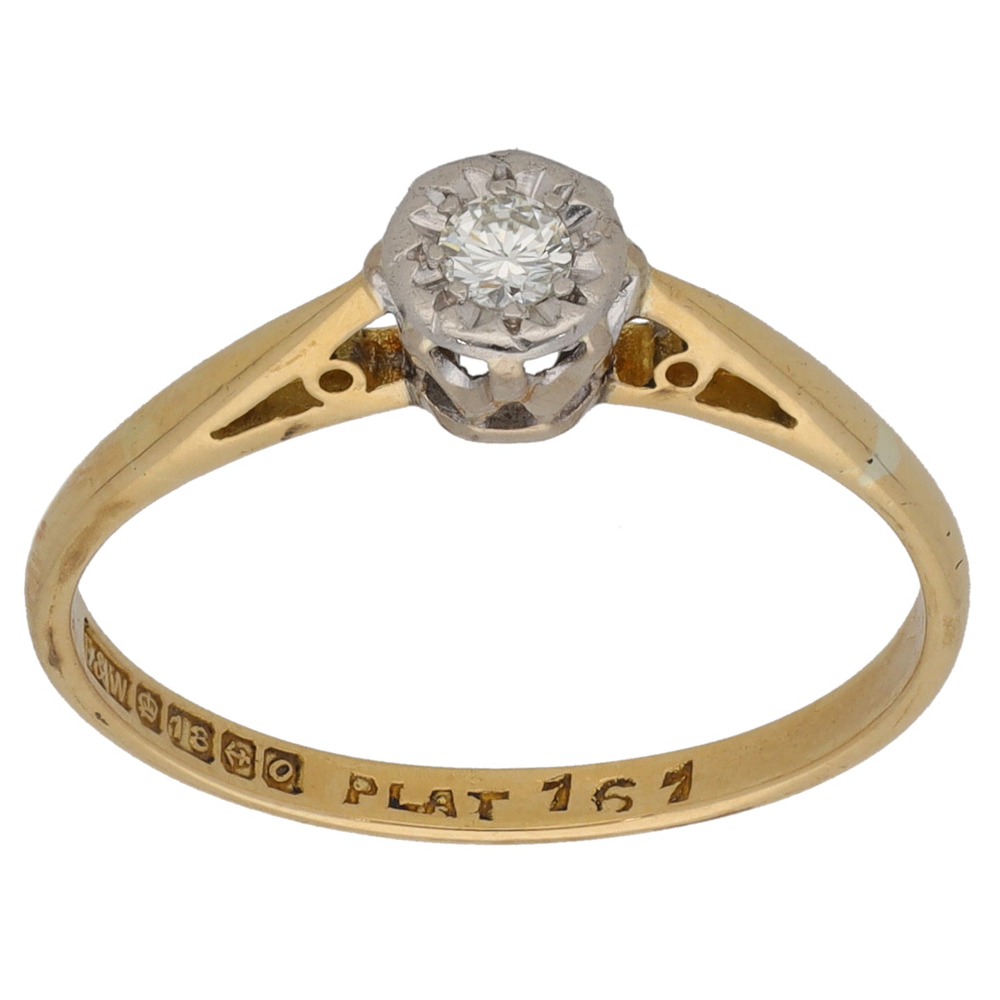 18ct Gold 0.05ct Diamond Solitaire Ring Size O