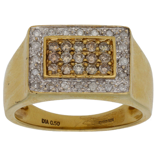 9ct Gold 0.50ct Diamond Plain Signet Ring Size R