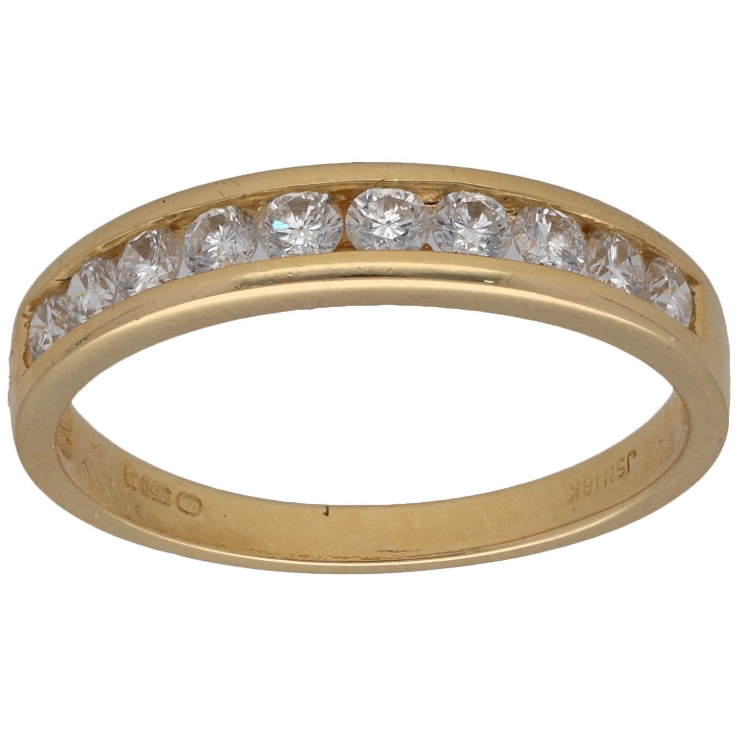 18ct Gold 0.50ct Diamond Half Eternity Ring Size M