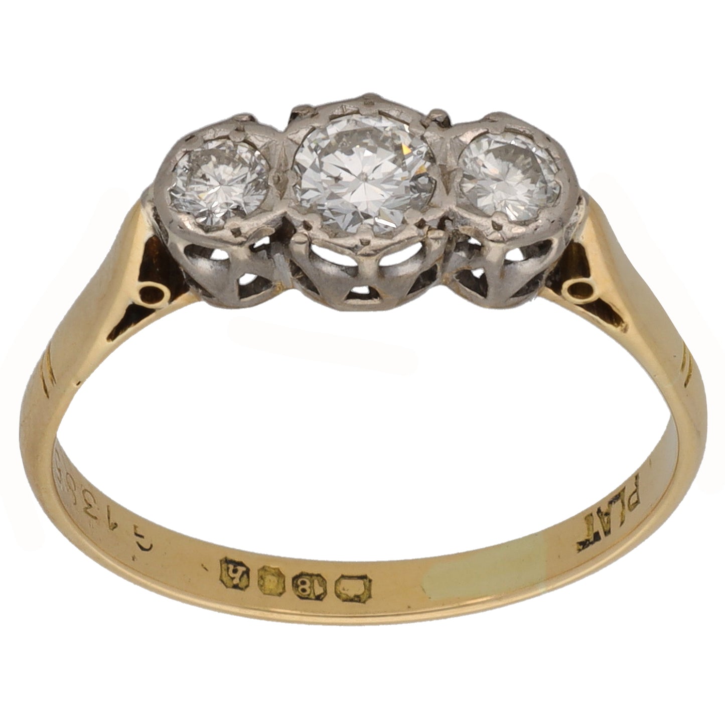 18ct Gold 0.50ct Diamond Trilogy Ring Size N