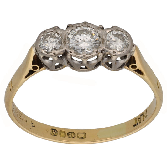 18ct Gold 0.50ct Diamond Trilogy Ring Size N