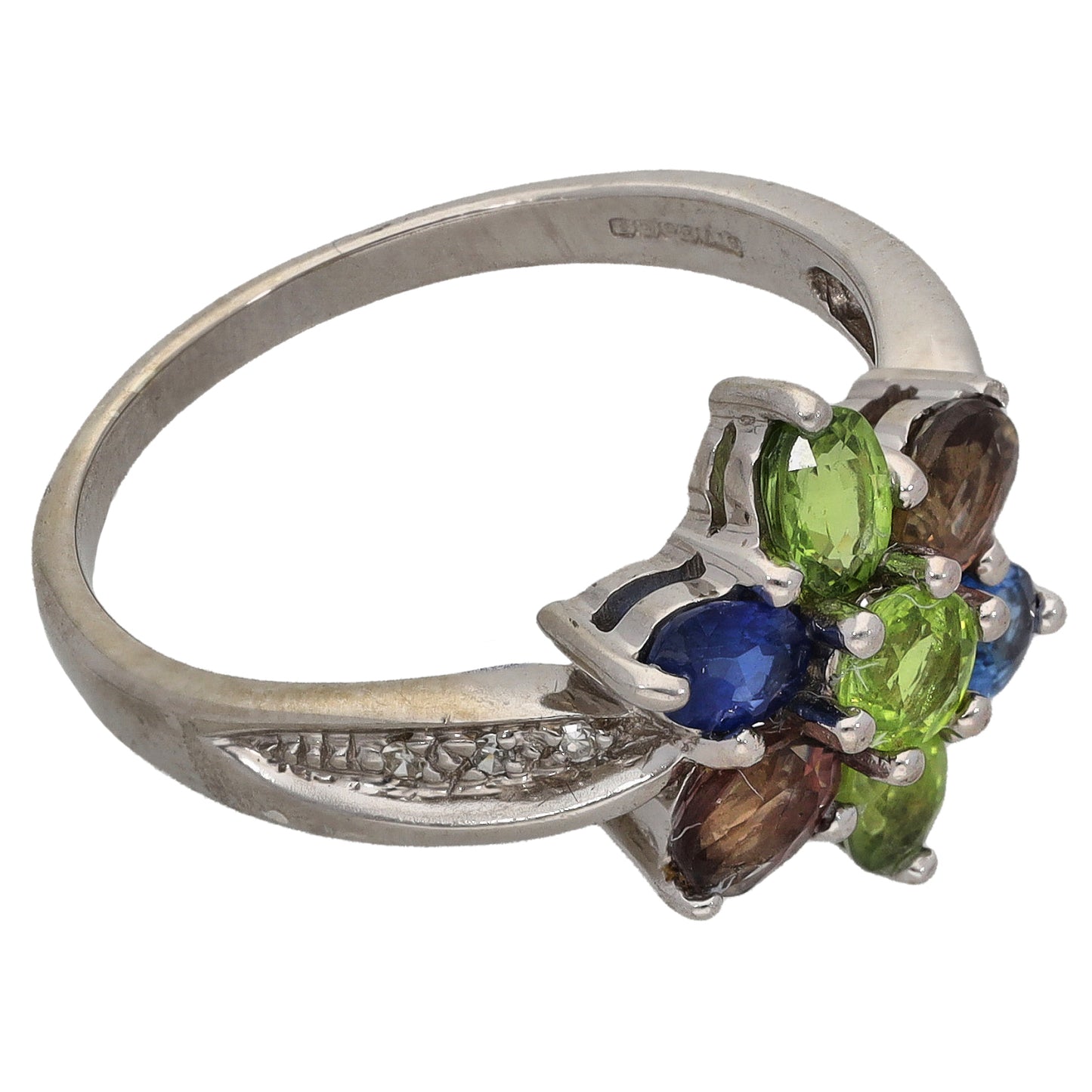 9ct Gold Sapphire & 0.02ct Diamond Dress/Cocktail Ring Size N