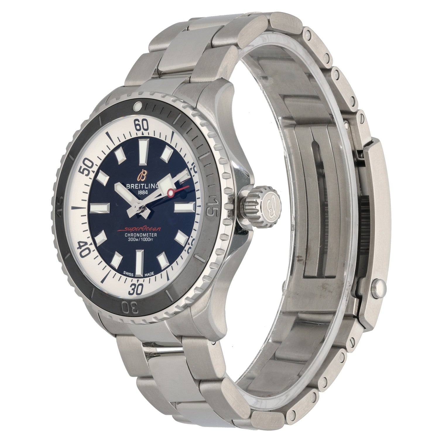 Breitling Superocean A17375, black dial, stainless steel, front angle image