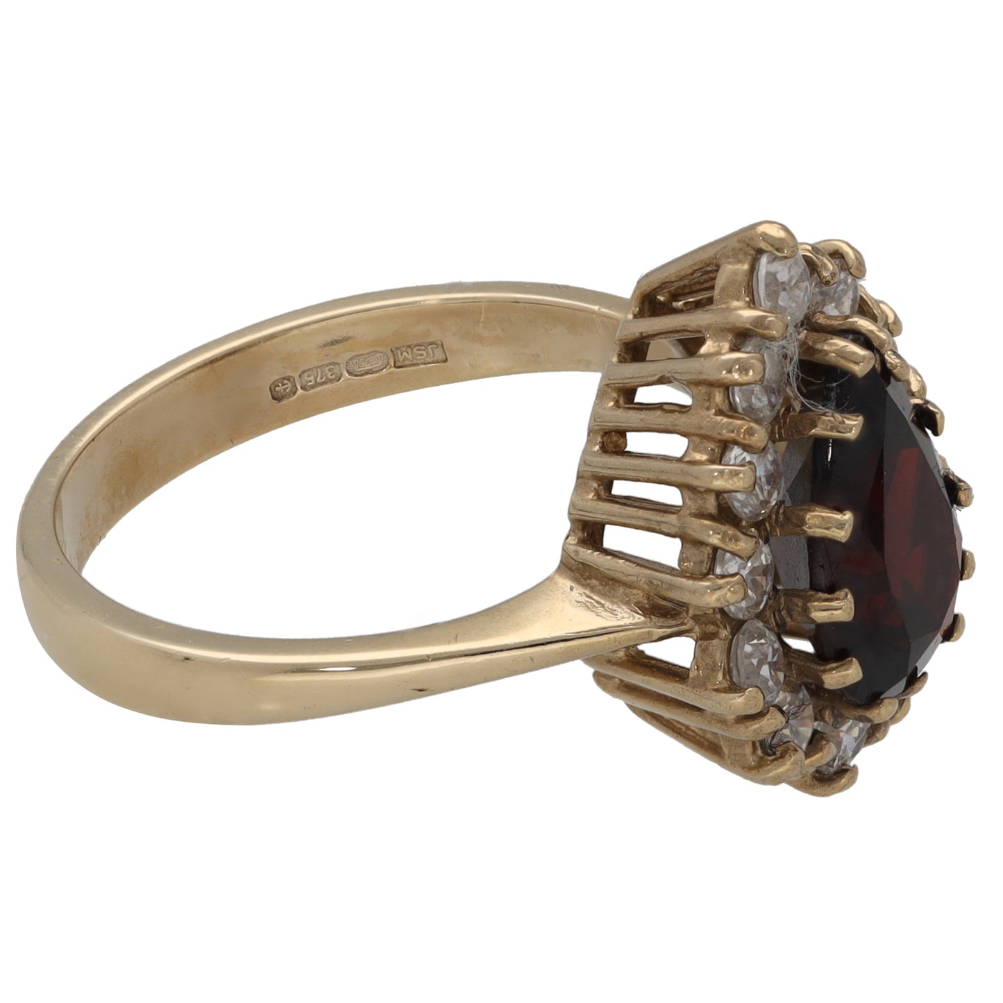 9ct Gold Garnet & Cubic Zirconia Dress/Cocktail Ring Size N