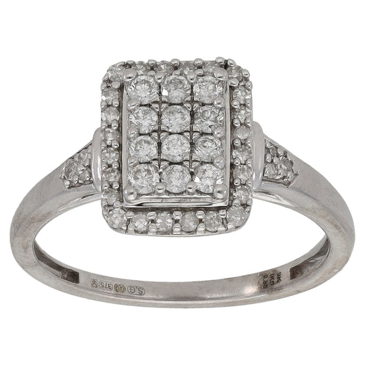 9ct White Gold 0.38ct Diamond Cluster Ring Size L