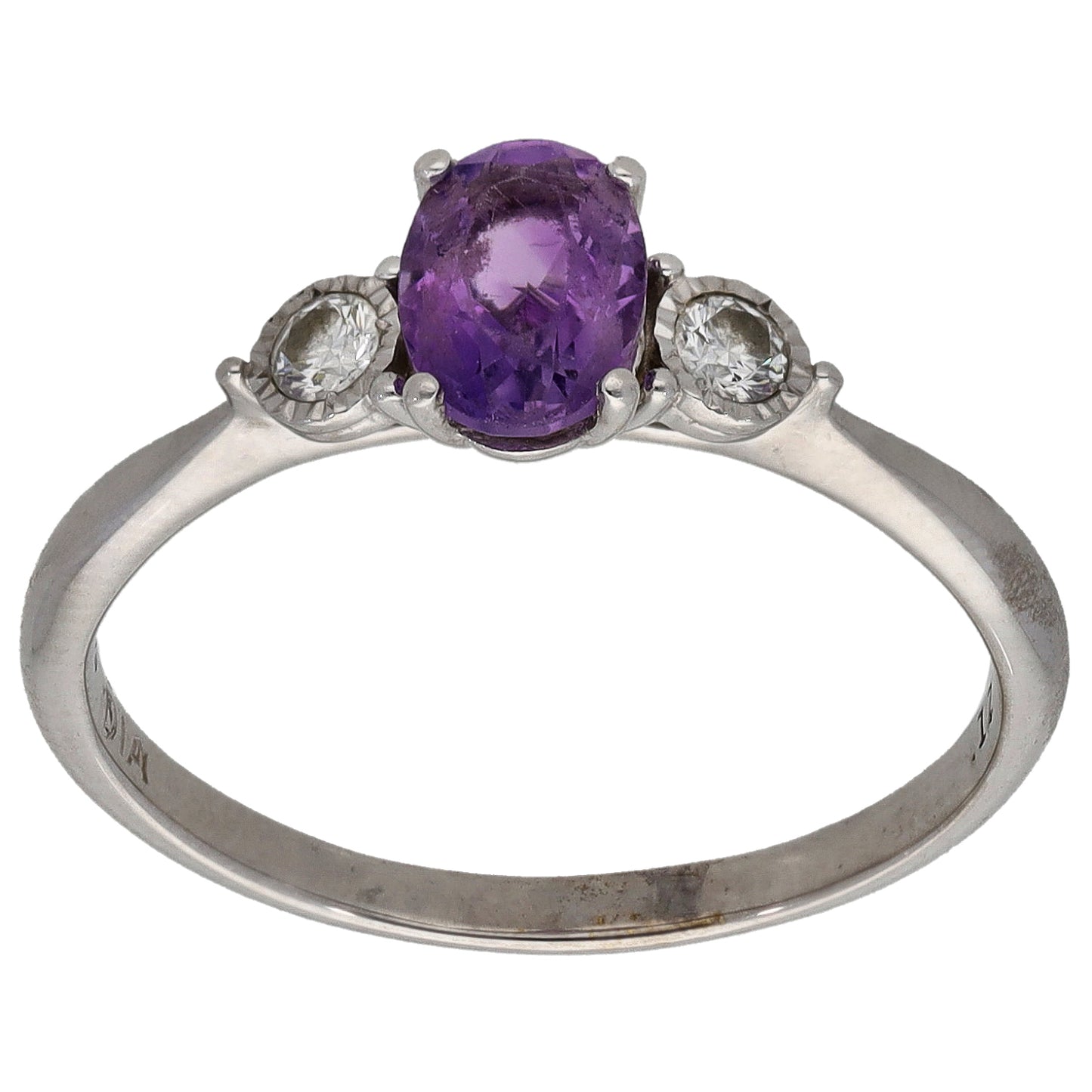 9ct White Gold 0.12ct Round Diamond Three Stone Ring Size Q