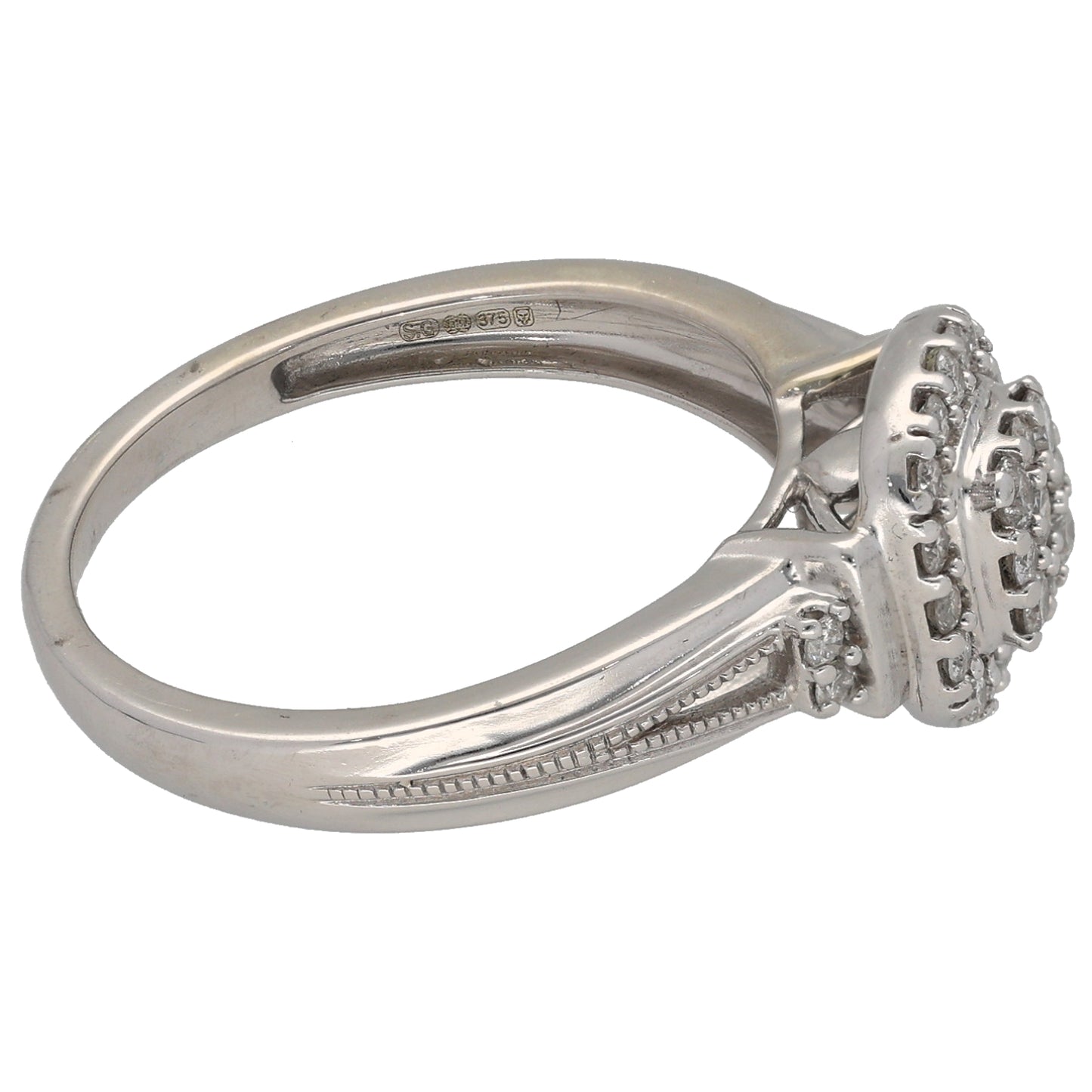 9ct White Gold 0.44ct Diamond Cluster Ring Size P