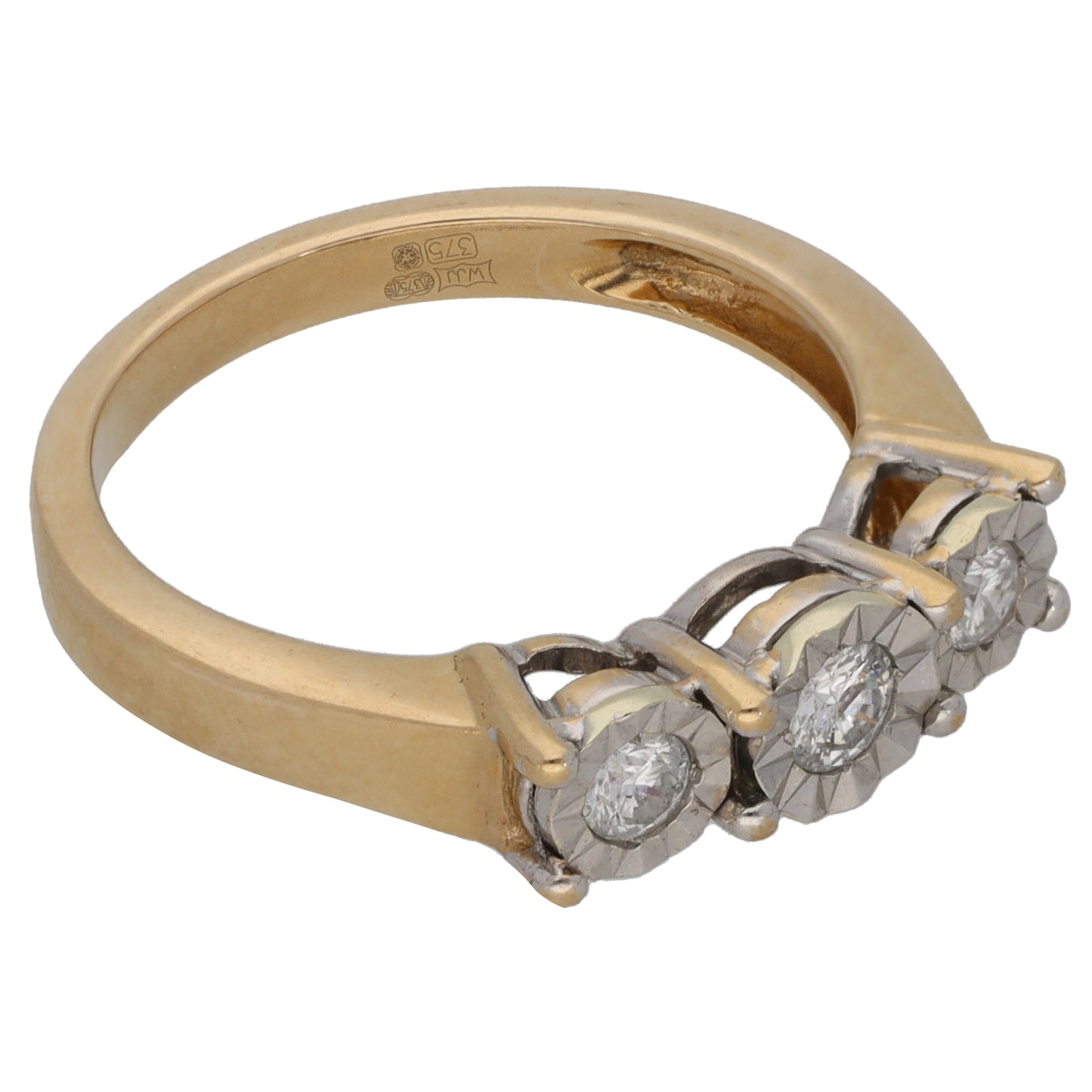 9ct Gold 0.06ct Diamond Trilogy Ring Size M