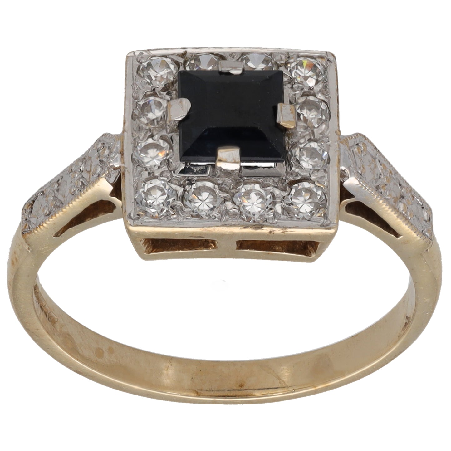 9ct Gold Sapphire & Cubic Zirconia Dress/Cocktail Ring Size Q