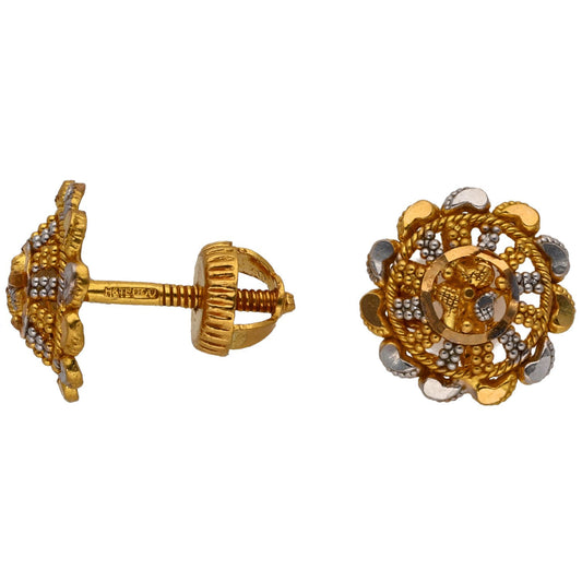 22ct Bi-Colour Gold Stud Earrings
