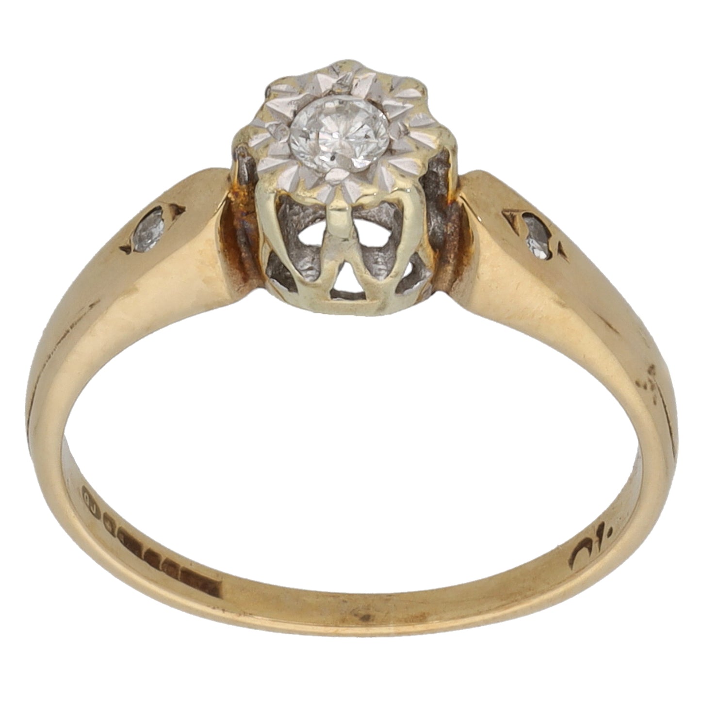 9ct Gold 0.10ct Diamond Three Stone Ring Size K