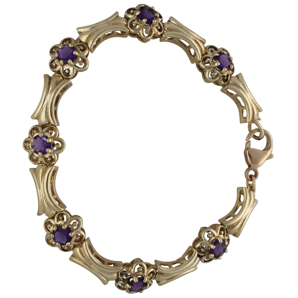 9ct Gold Amethyst Fancy Bracelet