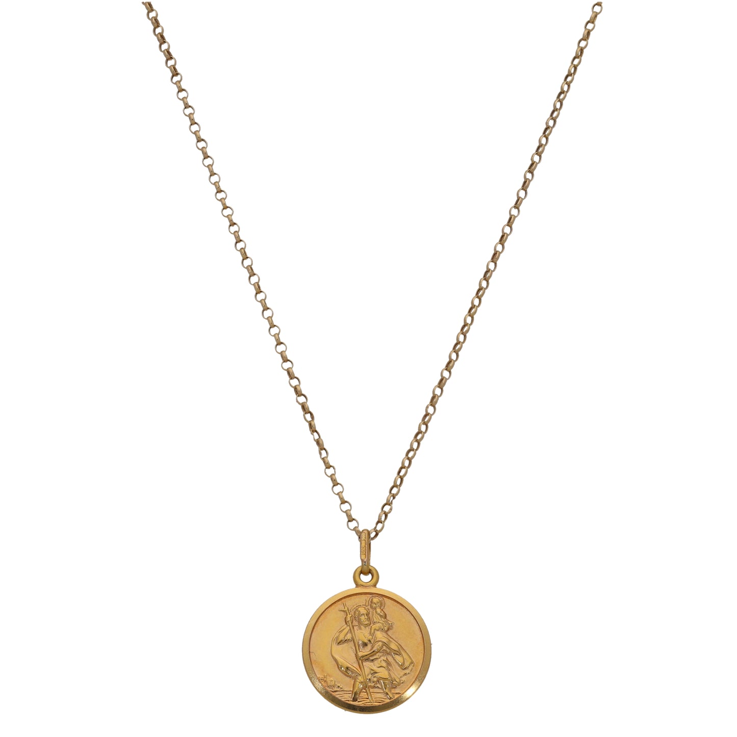 9ct Gold St Christopher Pendant With Chain