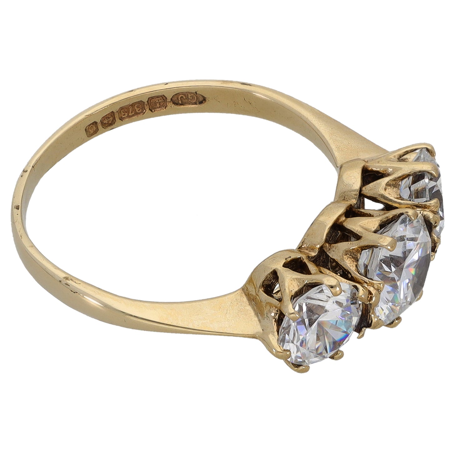 9ct Gold Cubic Zirconia Trilogy Ring Size K