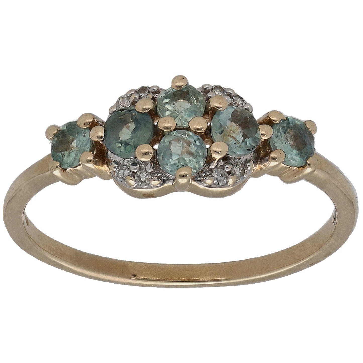 9ct Gold Chrysoberyl & 0.04ct Diamond Dress/Cocktail Ring Size N