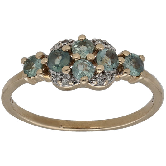 9ct Gold Chrysoberyl & 0.04ct Diamond Dress/Cocktail Ring Size N