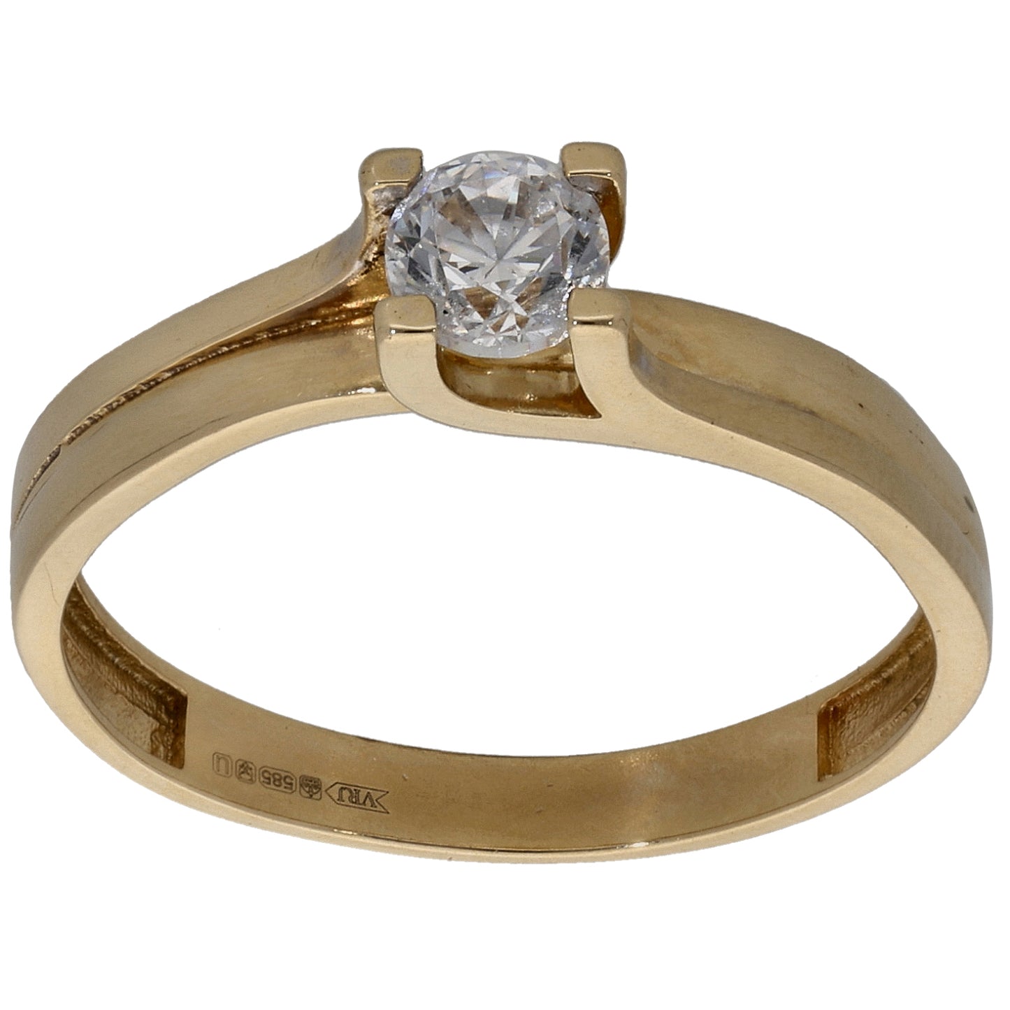 14ct Gold Cubic Zirconia Single Stone Ring Size P