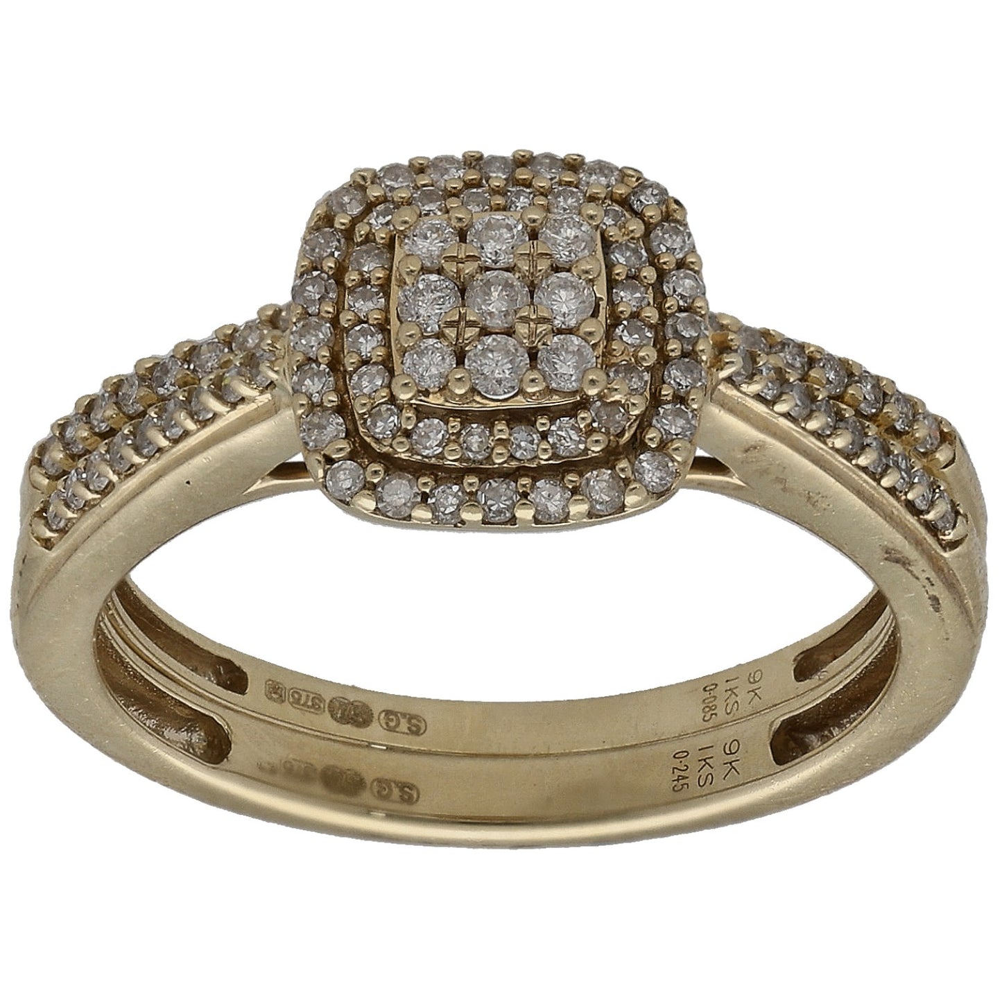 9ct Gold 0.49ct Diamond Ring Set Size L
