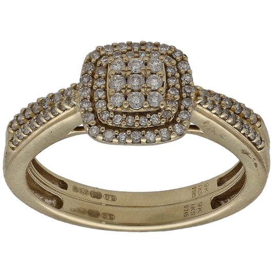 9ct Gold 0.49ct Diamond Ring Set Size L