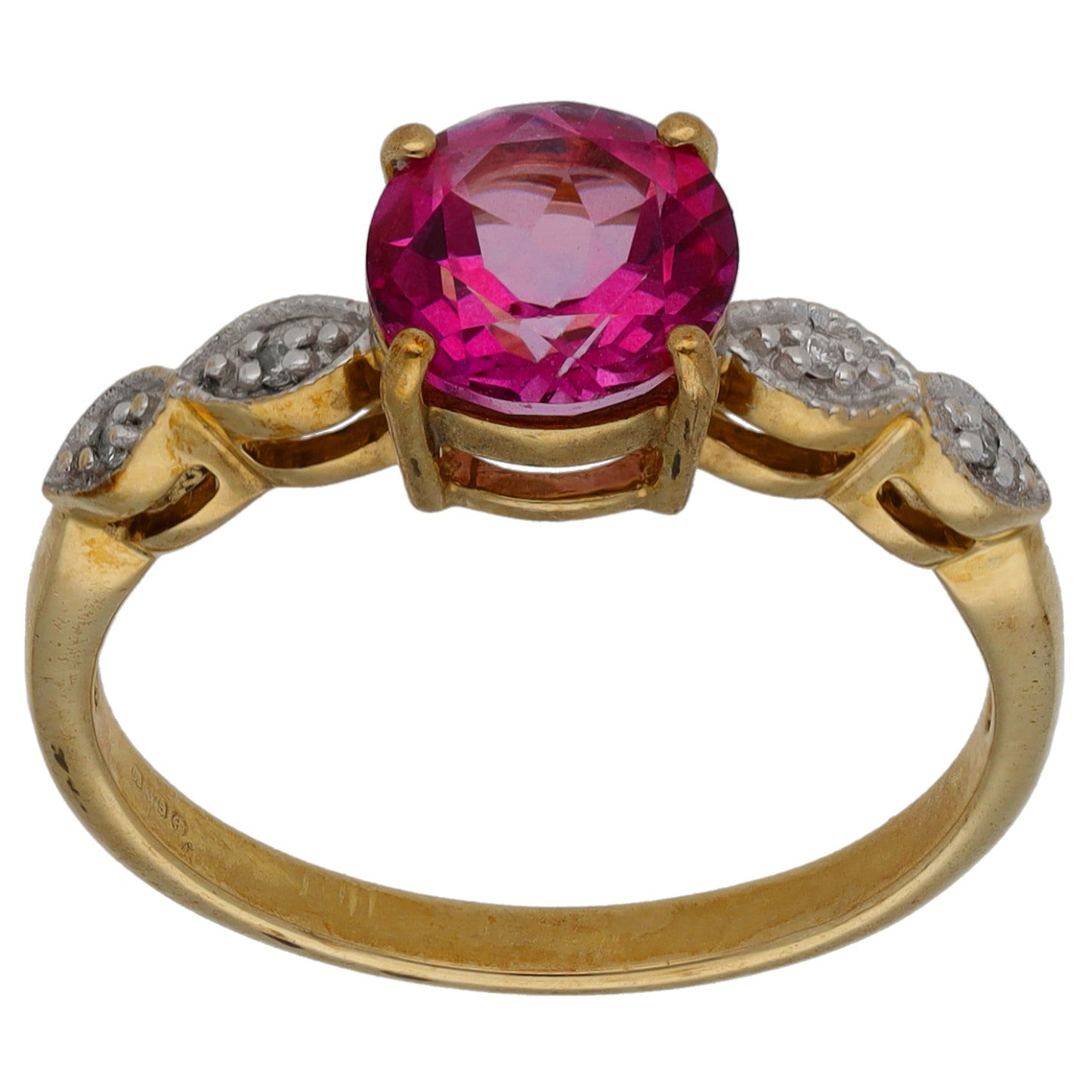 9ct Gold 0.02ct Diamond & Coated Topaz Dress/Cocktail Ring Size N