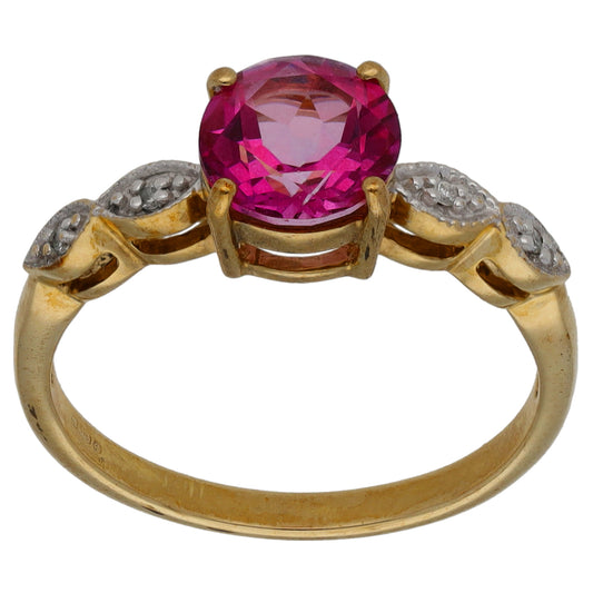 9ct Gold 0.02ct Diamond & Coated Topaz Dress/Cocktail Ring Size N