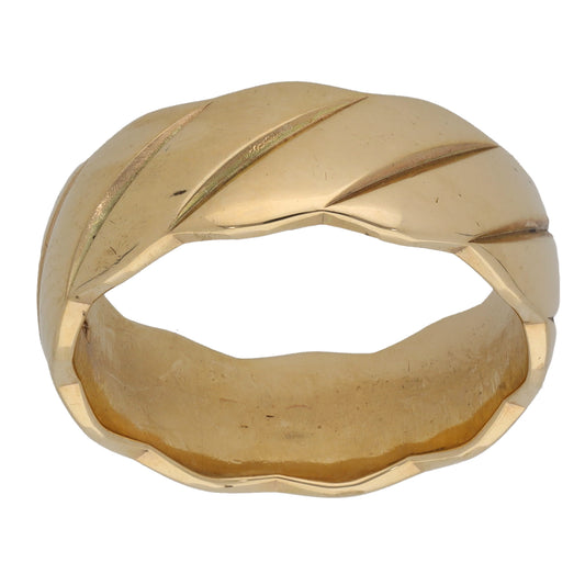 9ct Gold Patterned Wedding Ring Size P